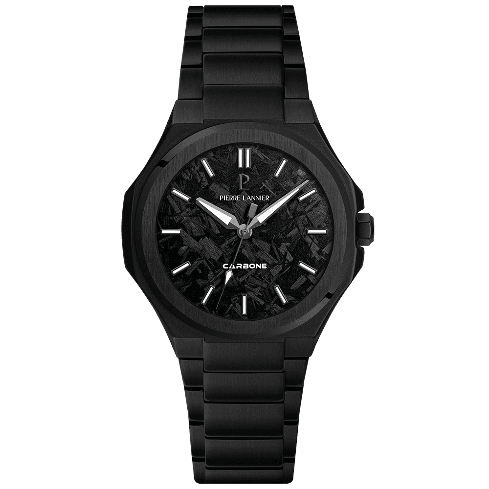 Pierre Lannier Graphite Men's Quartz Watch, Black Dial, Black Stainless Steel Strap 202K489