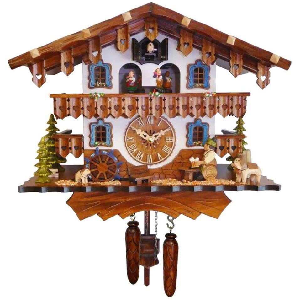 Chalet Cuckoo Clock With A Moving Beer Drinker 447 QMT