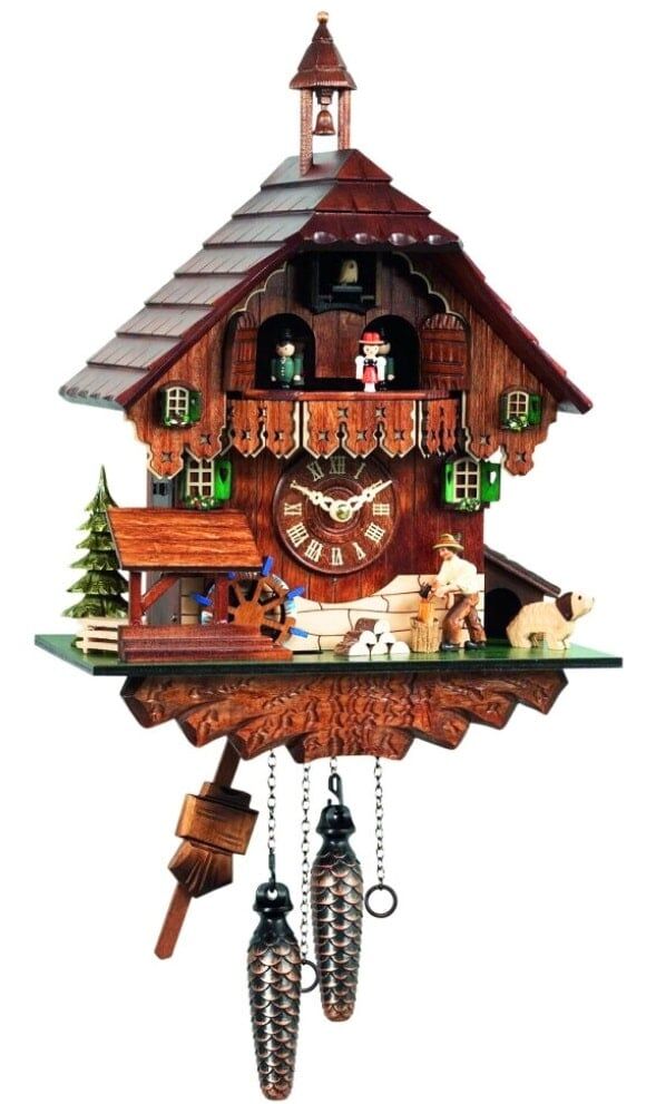 Bell Tower Quartz Cuckoo Clock With Music And Wood Chopper 448QMT