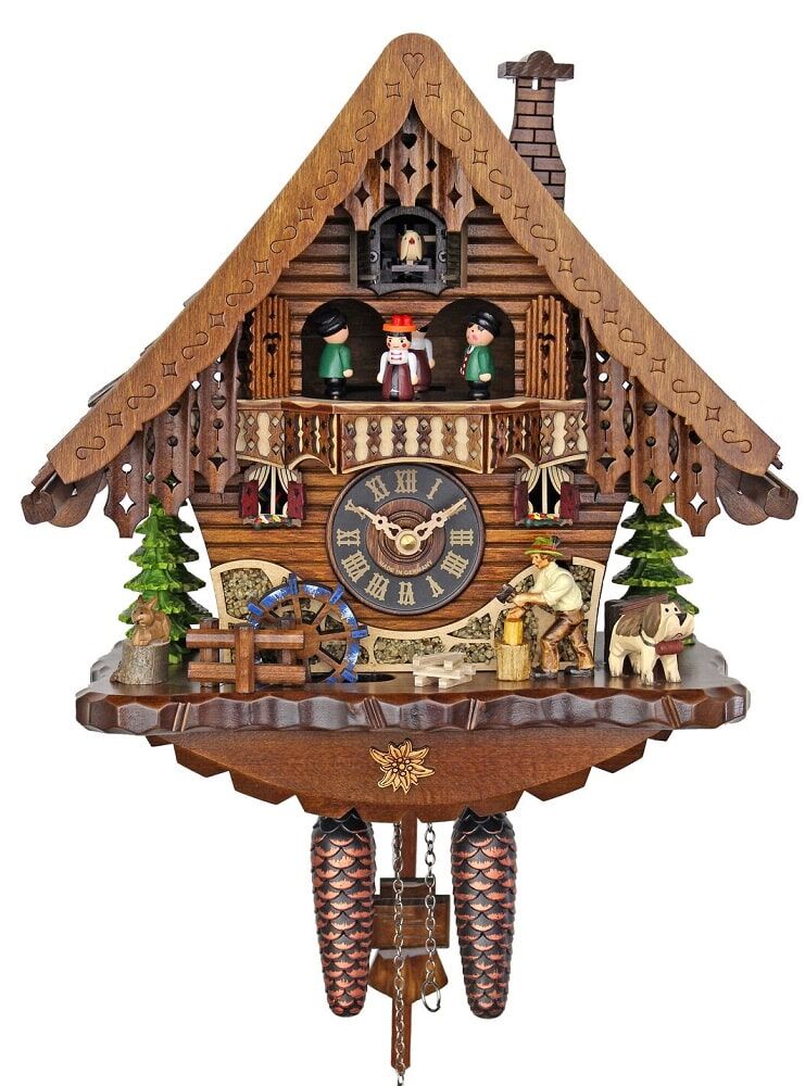 Rustic Chalet Cuckoo Clock With Wood Chopper 4711 QMT