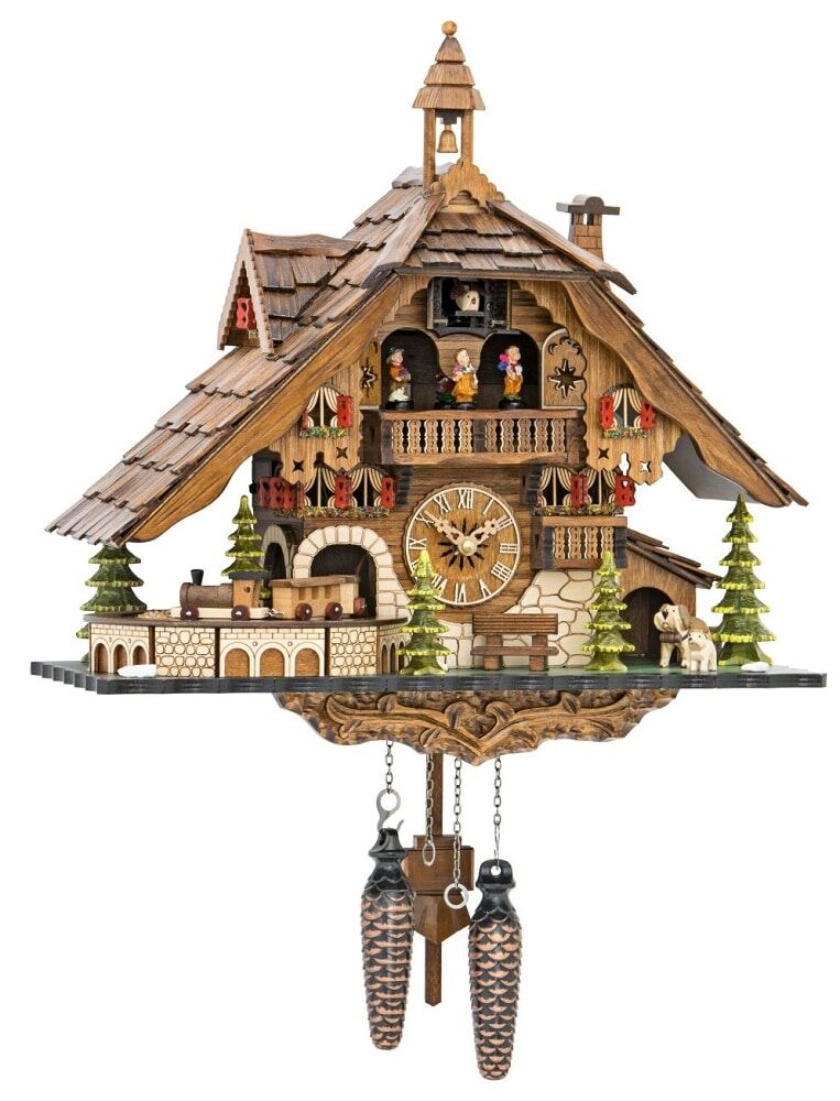 Cuckoo Clock With Music & Train - Dancing Couples 48110 QMT