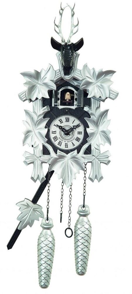 Black And Silver Quartz Cuckoo Clock 522-5-13QM