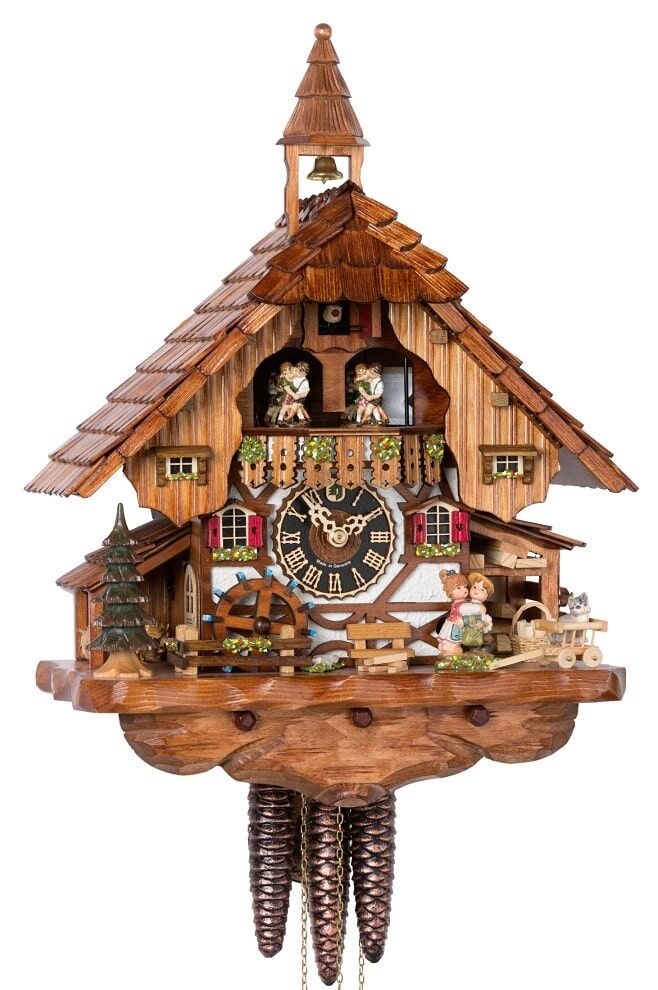 1 Day Kissing Couple and Moving Water Wheel Cuckoo 6233T