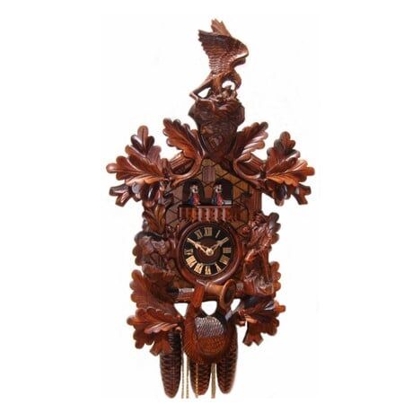 8667-5Tnu Eagle, Hunter & Goat Clock
