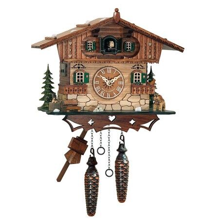 Natural Wood Finish Quartz Musical Cuckoo Clock 412QM