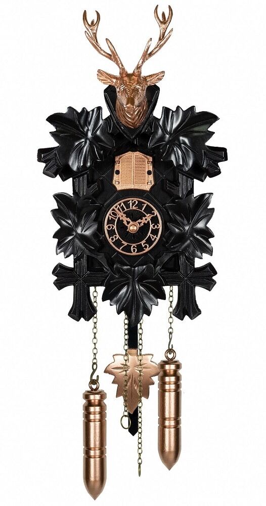 Black Modern Cuckoo Clock with Arabic Numerals - 3202QM