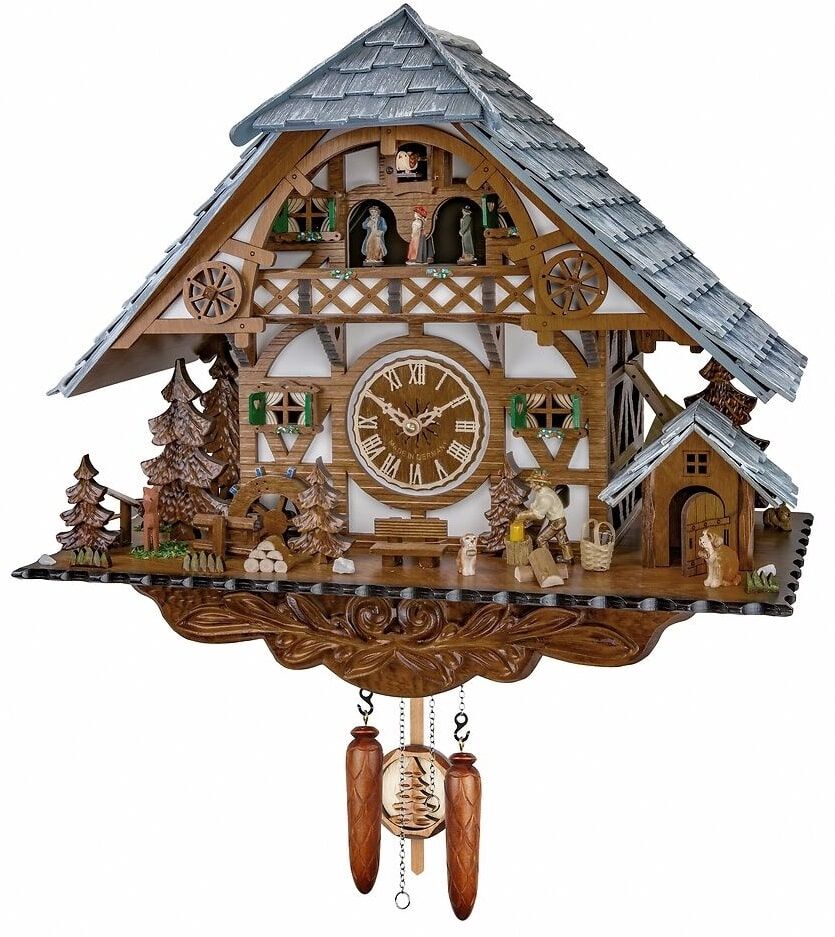 Wood Chopper and Snow-Covered Roof Cuckoo Clock - 3891QMT