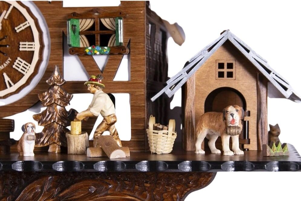 Wood Chopper and Snow-Covered Roof Cuckoo Clock - 3891QMT - Image 3