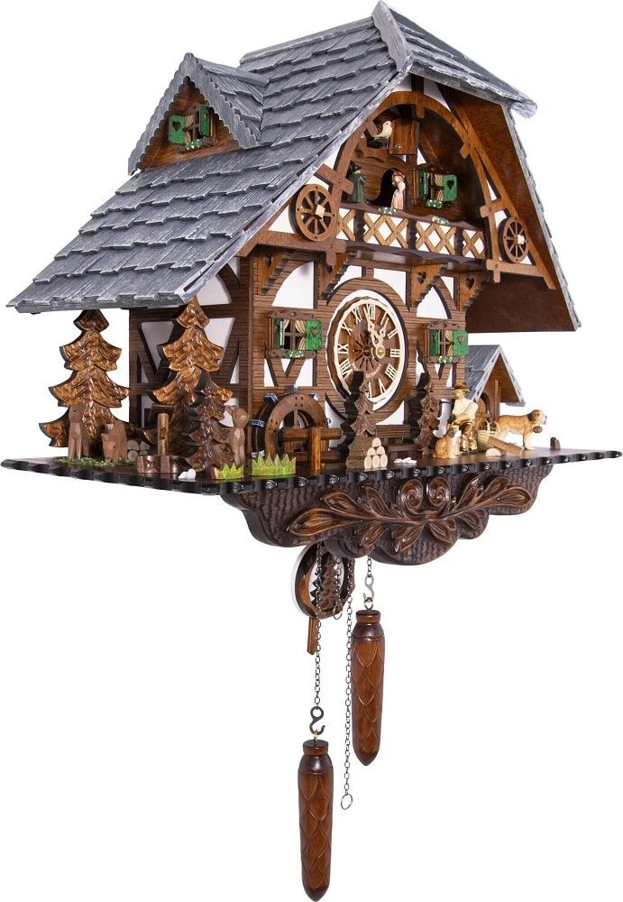 Wood Chopper and Snow-Covered Roof Cuckoo Clock - 3891QMT - Image 2
