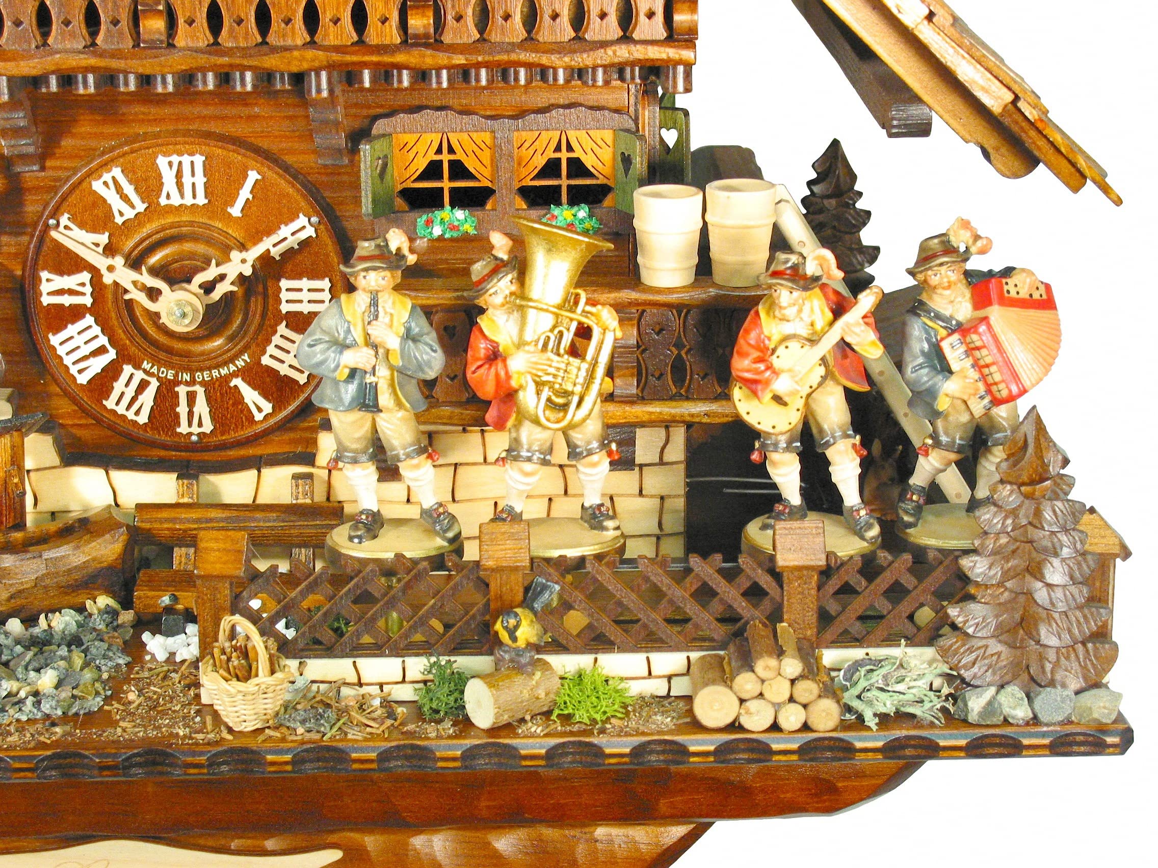 Aug.5 Gutshof Music Band Cuckoo Clock with Wooden Weights - Image 2