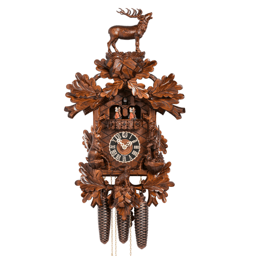 Stag, Hunter and Dog 8 Day Musical Cuckoo Clock - 86262-5T
