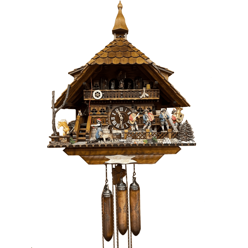 Aug.5 Gutshof Music Band Cuckoo Clock with Wooden Weights