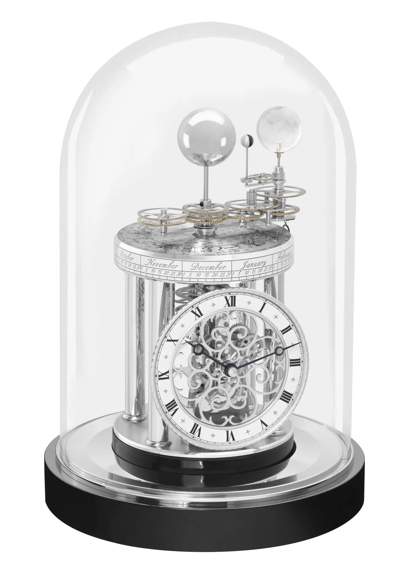 The Hermle Black & Silver Astrolabium Quartz - 22836 -742987