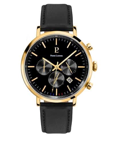 Men Watch BARON Black Dial Black Leather Strap - 222G033