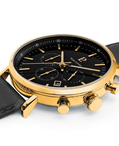 Men Watch BARON Black Dial Black Leather Strap - 222G033 - Image 2