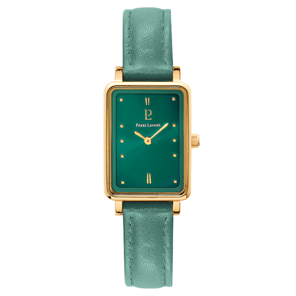 Pierre Lannier Women's Ariane Watch Green Dial with Green Leather Strap - 050K577
