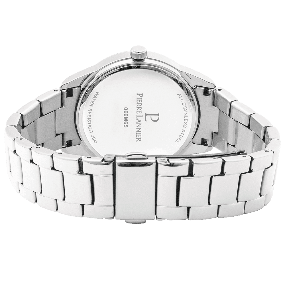 Roxane Watch with raspberry dial and silver steel strap - 066M651 - Image 4