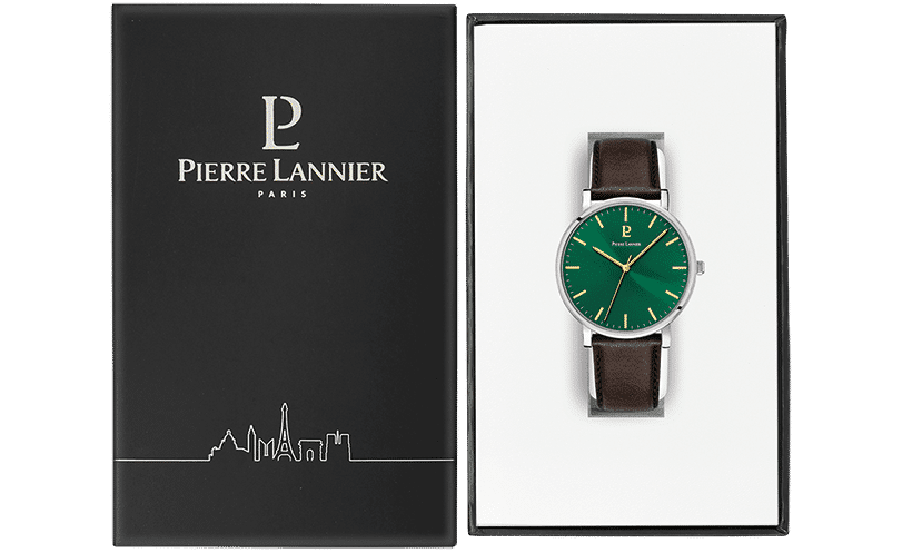 Pierre Lannier Men's Essential Watch Green Dial with Brown Leather Strap - 217G174 - Image 5