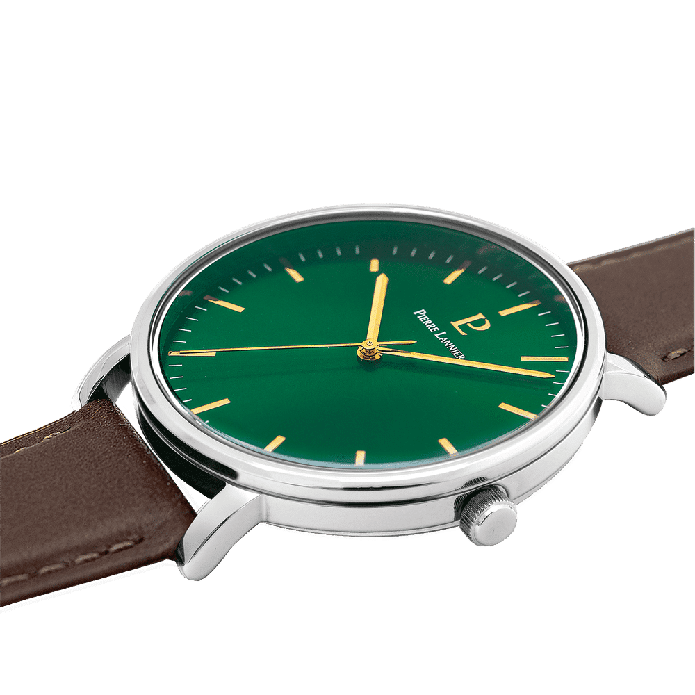 Pierre Lannier Men's Essential Watch Green Dial with Brown Leather Strap - 217G174 - Image 3