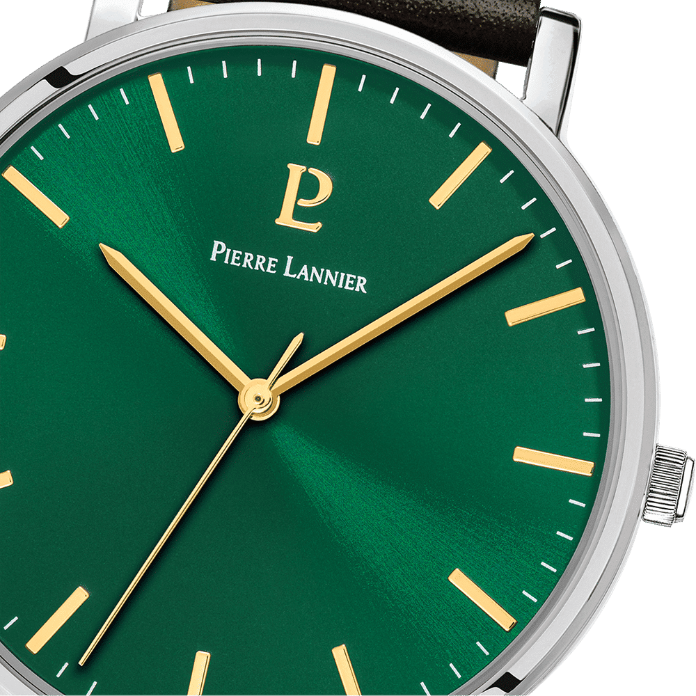 Pierre Lannier Men's Essential Watch Green Dial with Brown Leather Strap - 217G174 - Image 2