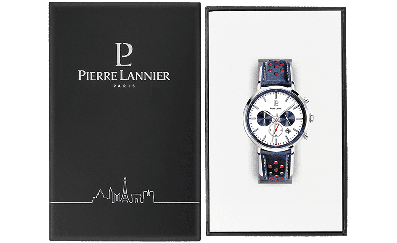 Pierre Lannier Men's Baron Watch White Dial with Blue Leather Strap - 219G106 - Image 5