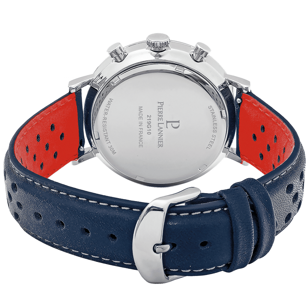 Pierre Lannier Men's Baron Watch White Dial with Blue Leather Strap - 219G106 - Image 4