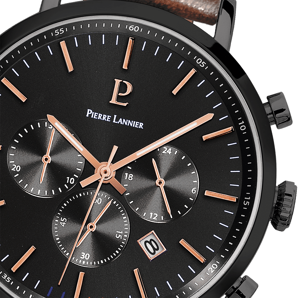 Pierre Lannier Men's Baron Watch Black Dial with Brown Leather Strap - 222G434 - Image 2