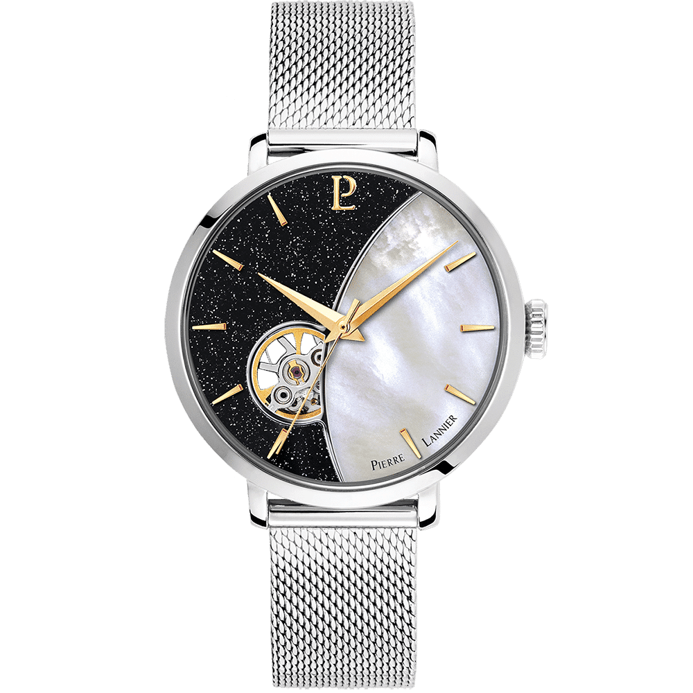 Pierre Lannier Women's Celeste Watch Bicoloured Dial with Silver Mesh Strap - 301D681