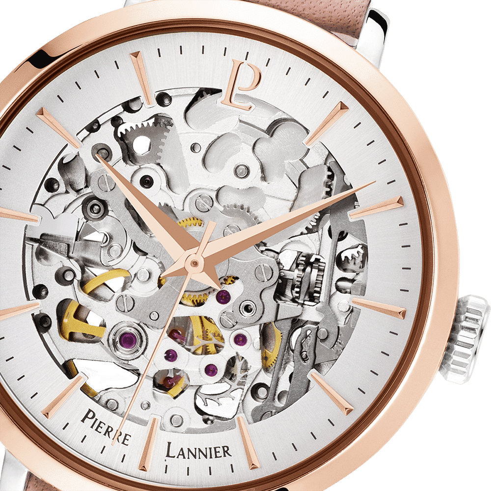 Pierre Lannier Women's Automatic Silver Dial with Rose Leather Strap - 312B625 - Image 3