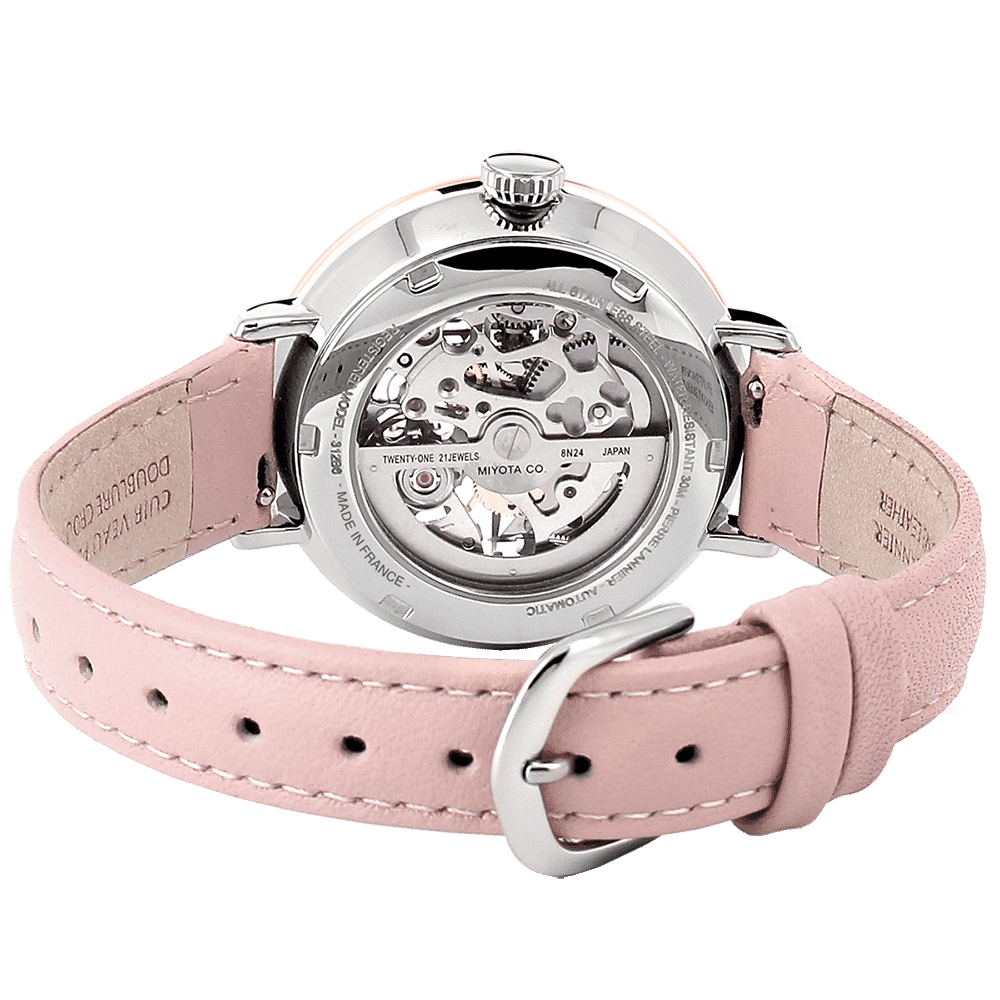 Pierre Lannier Women's Automatic Silver Dial with Rose Leather Strap - 312B625 - Image 2