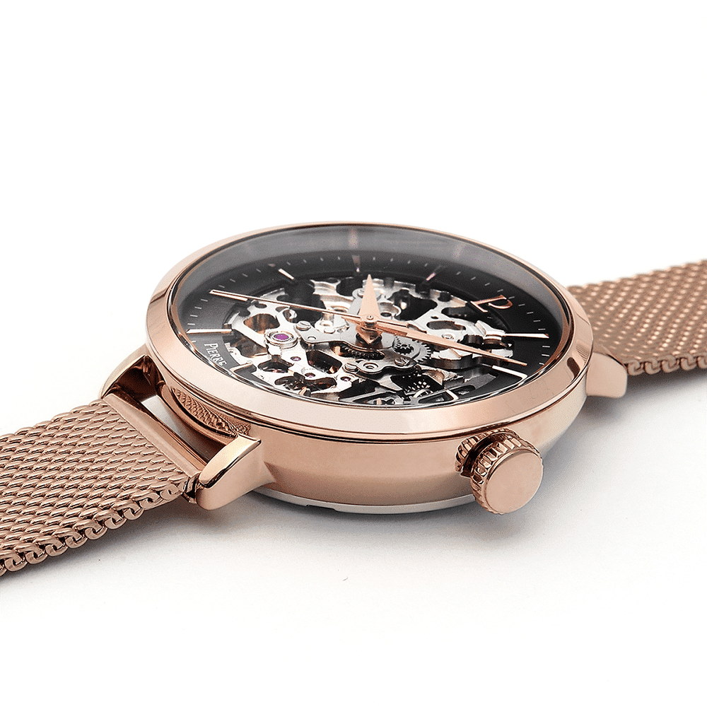 Pierre Lannier Women's Automatic Black Dial with Rose Gold Mesh Strap - 313B938 - Image 5