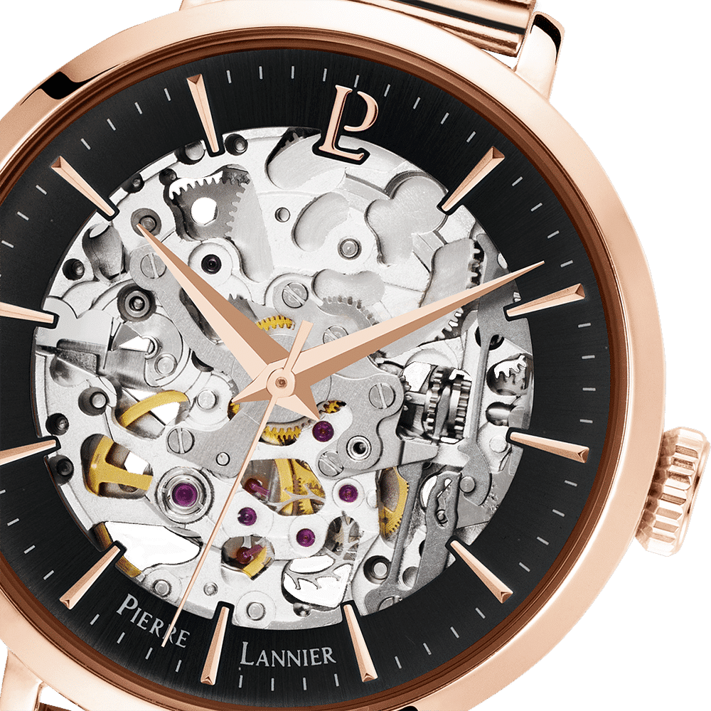 Pierre Lannier Women's Automatic Black Dial with Rose Gold Mesh Strap - 313B938 - Image 4