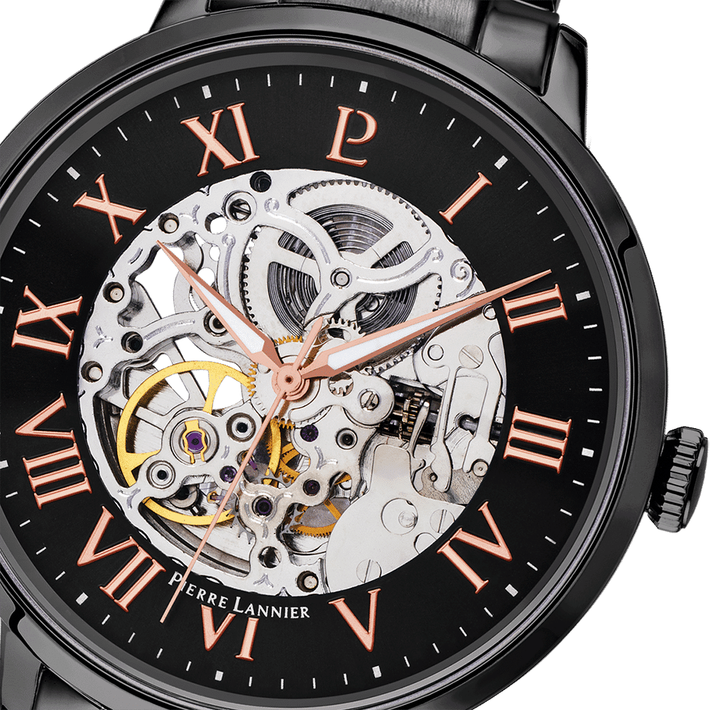 Pierre Lannier Men's Auto Watch Black Dial with Black Steel Strap - 316D439 - Image 2