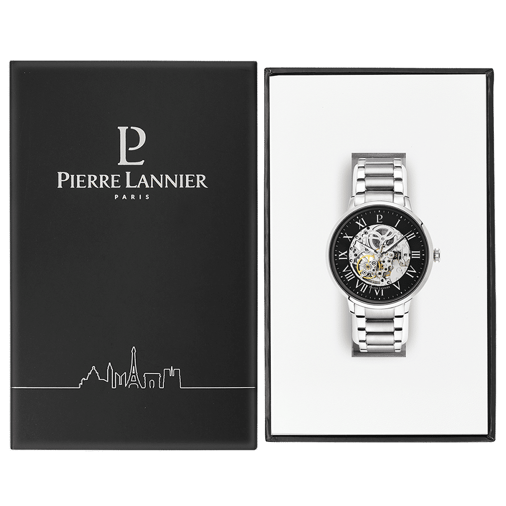 Pierre Lannier Men's Auto Watch Black Dial with Silver Steel Strap - 317B131 - Image 3