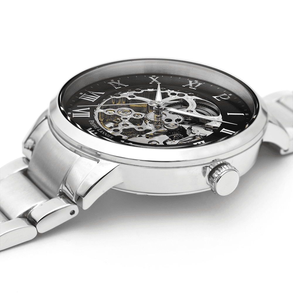 Pierre Lannier Men's Auto Watch Black Dial with Silver Steel Strap - 317B131 - Image 5