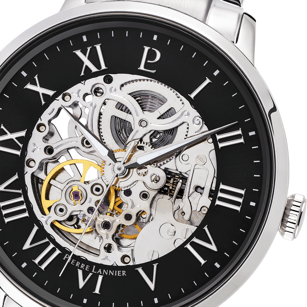 Pierre Lannier Men's Auto Watch Black Dial with Silver Steel Strap - 317B131 - Image 2