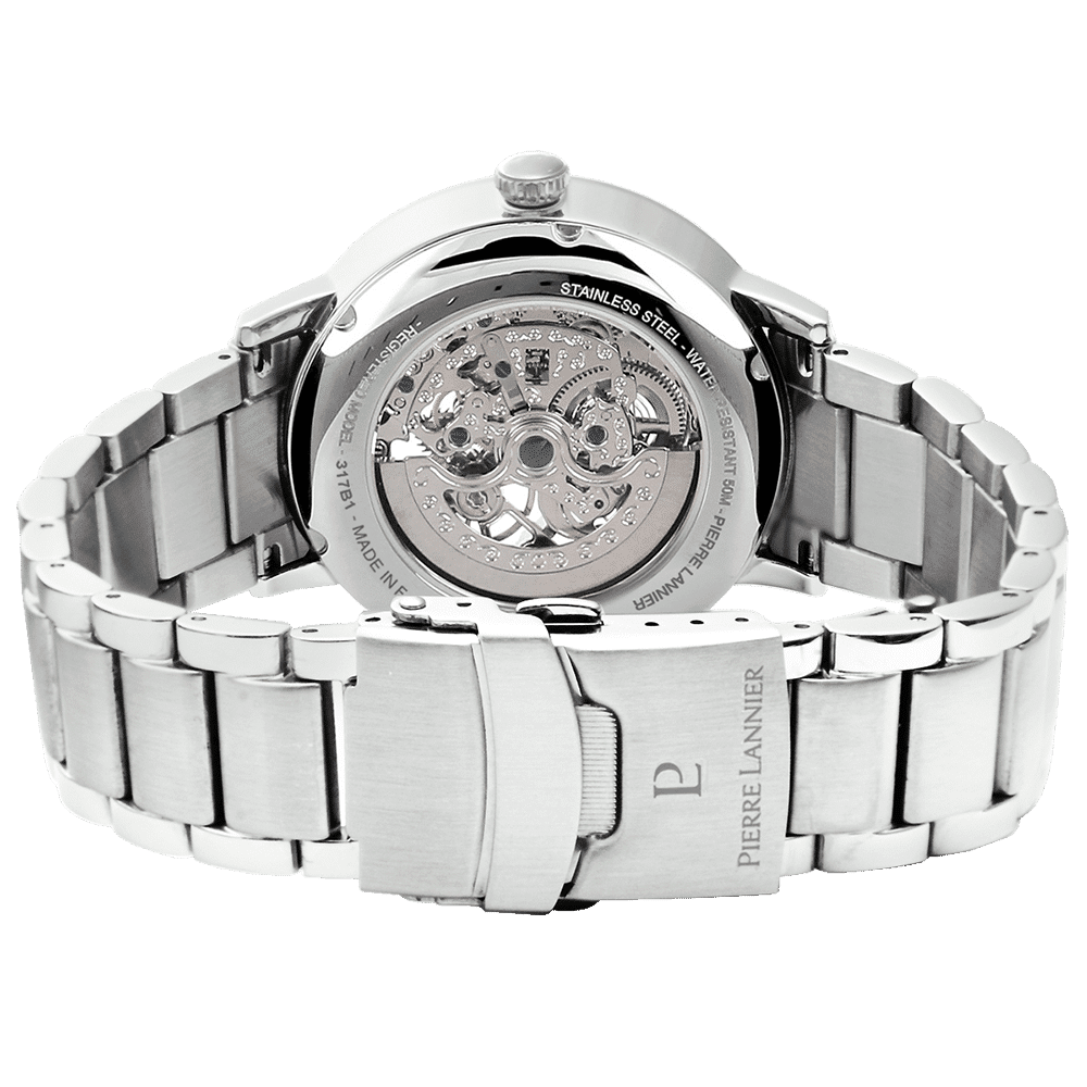 Pierre Lannier Men's Auto Watch Black Dial with Silver Steel Strap - 317B131 - Image 4