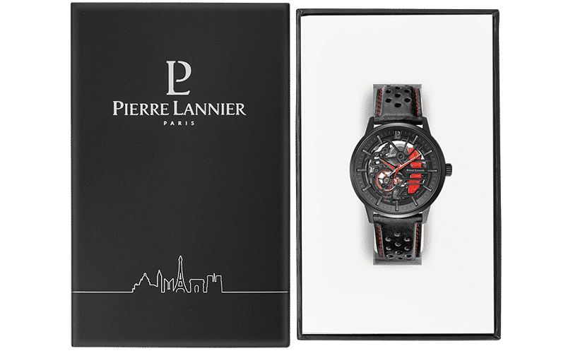 Pierre Lannier Men's Caliper Watch Black Dial with Black Leather Strap - 338A433 - Image 5