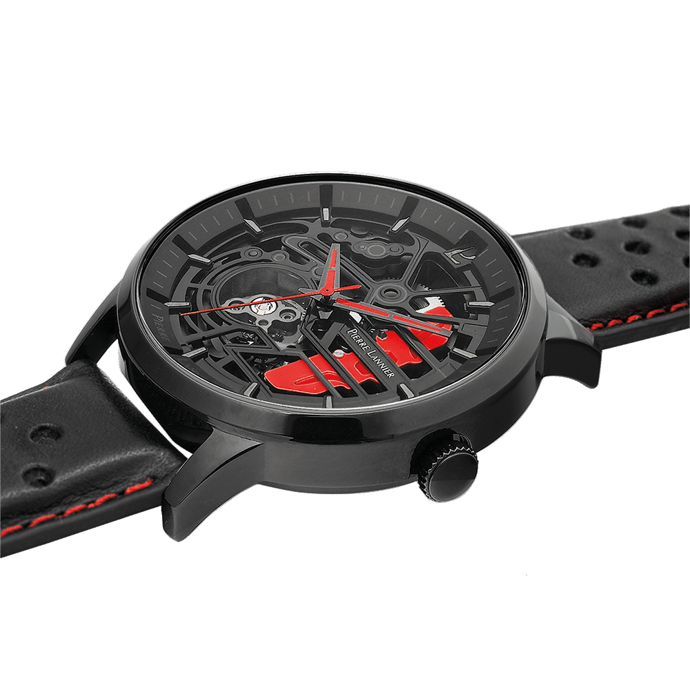 Pierre Lannier Men's Caliper Watch Black Dial with Black Leather Strap - 338A433 - Image 4
