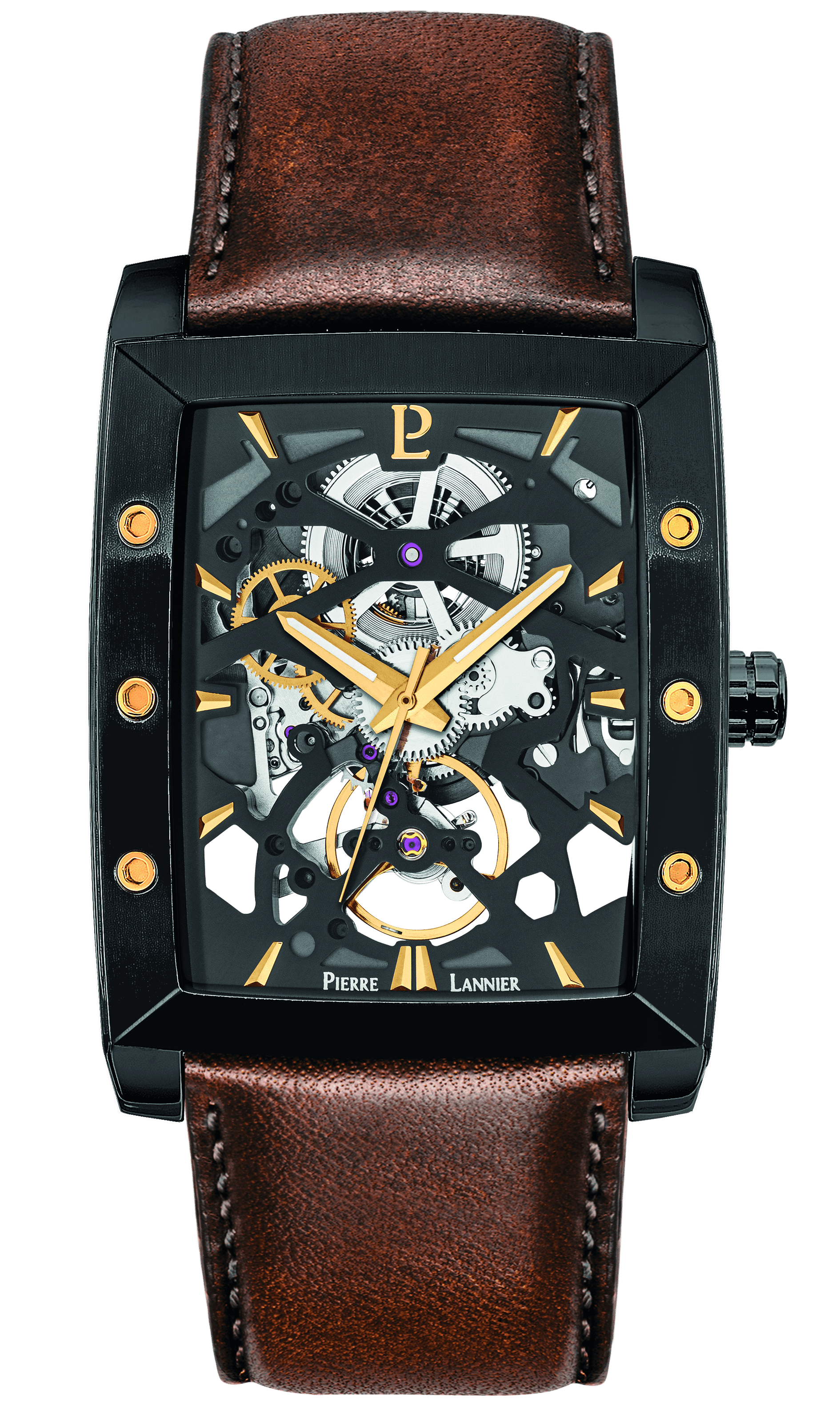 Pierre Lannier Men's Hector Watch Black Dial with Brown Leather Strap - 339A434 - Image 5