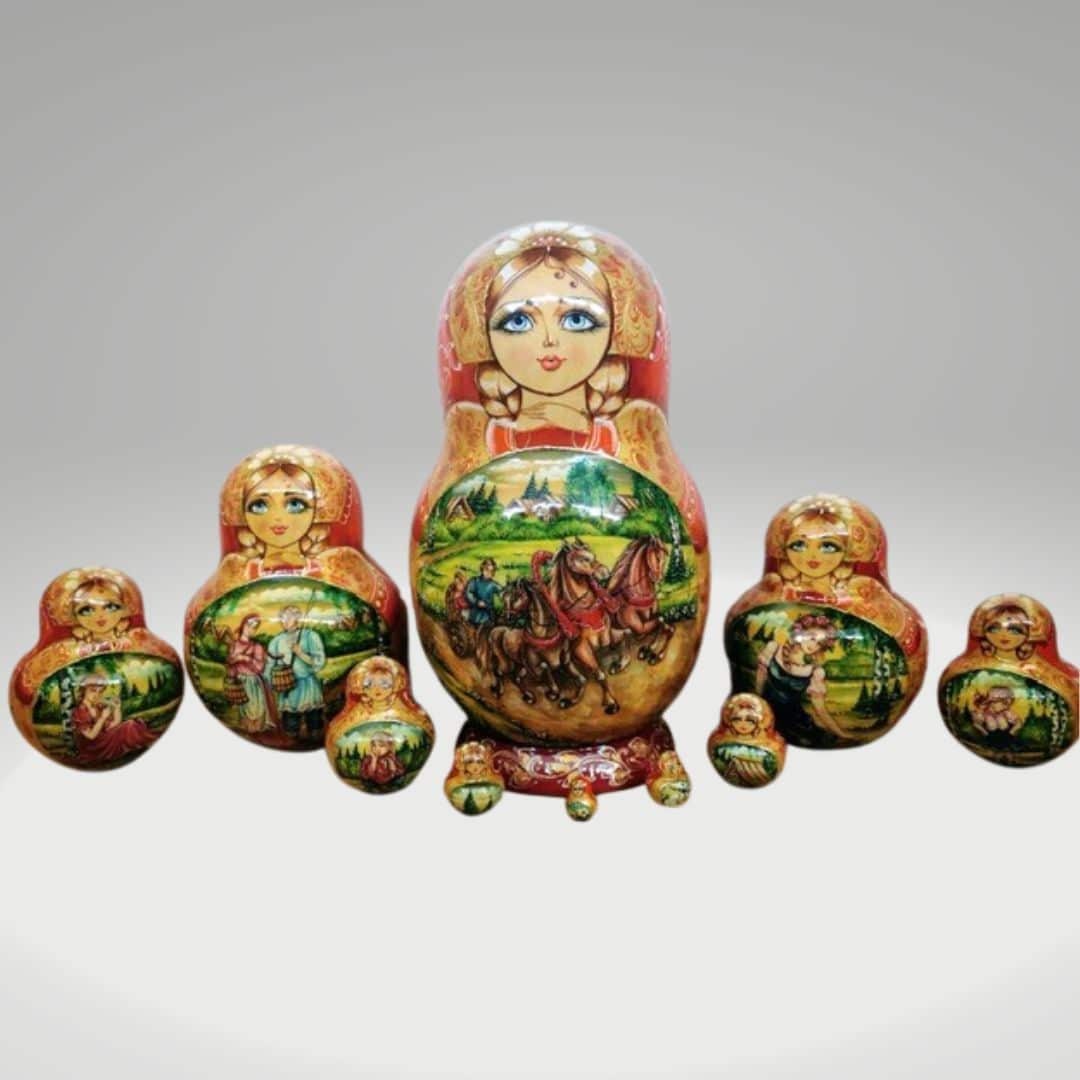 Limited Edition Matryoshka Nesting Dolls - Horse Sleigh