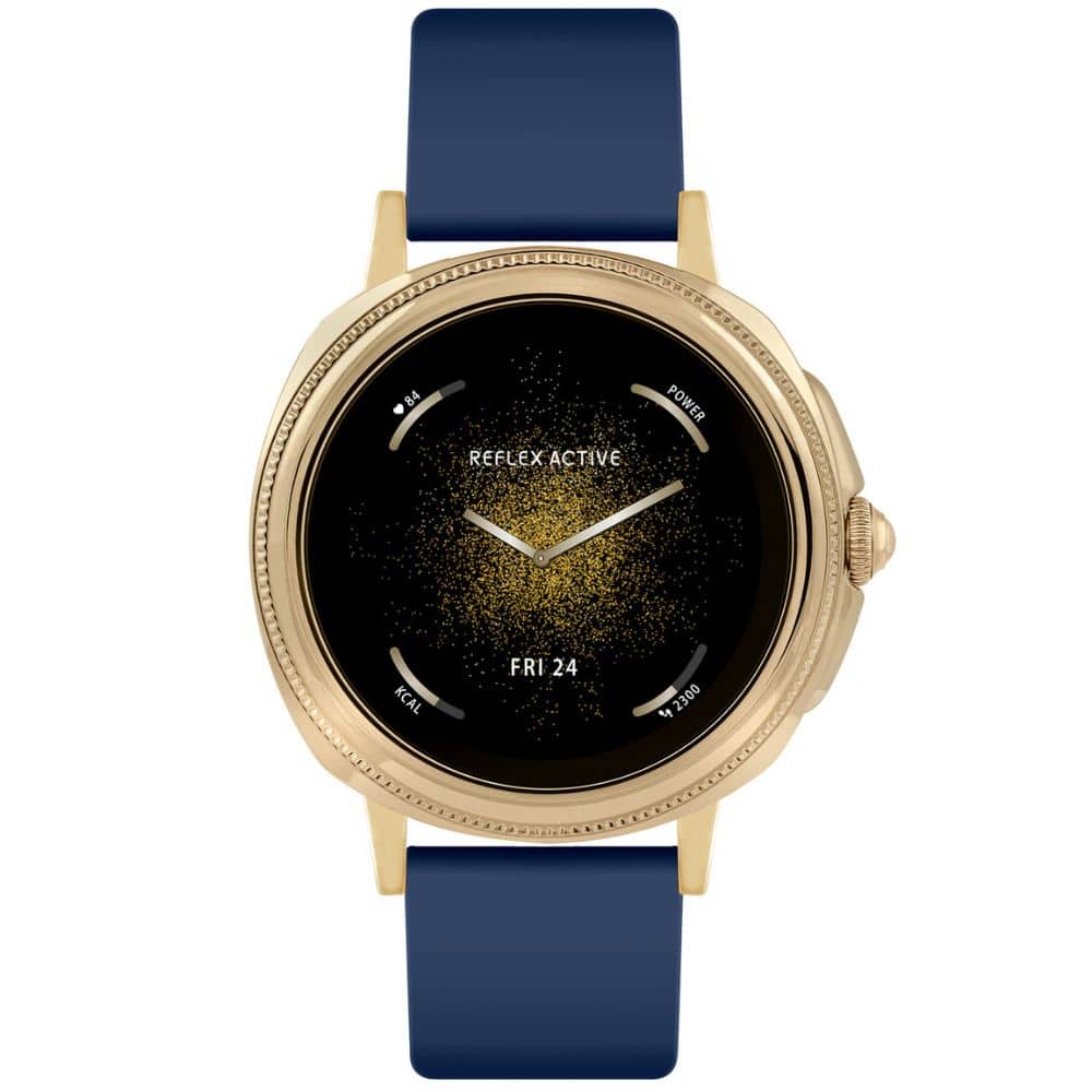 Reflex Active Series 25 Gold Case & Navy Silicone Strap Smart Watch - RA25-2178