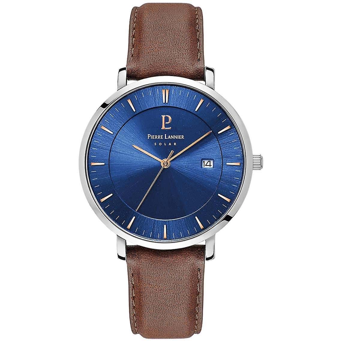 Men Solar Watch INTI Blue Dial Brown Leather Strap - 208H164