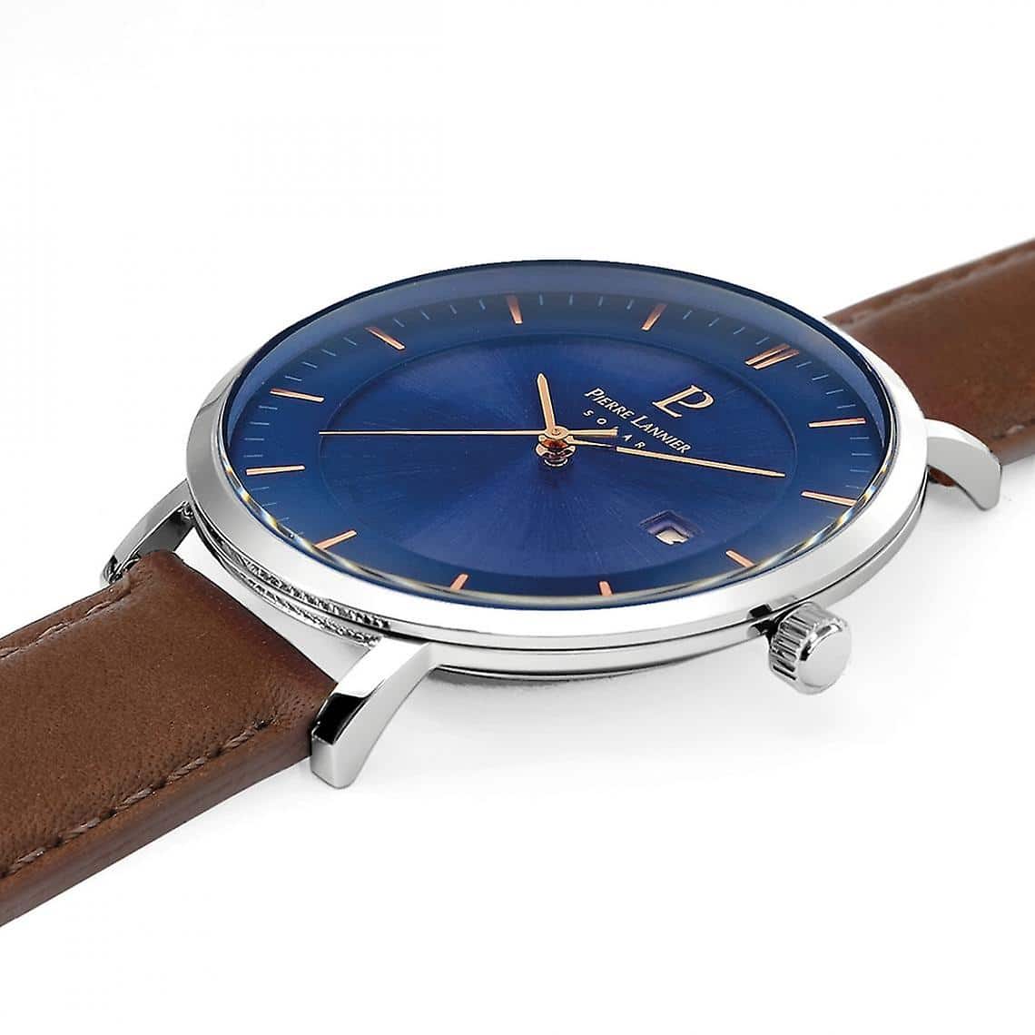 Men Solar Watch INTI Blue Dial Brown Leather Strap - 208H164 - Image 3