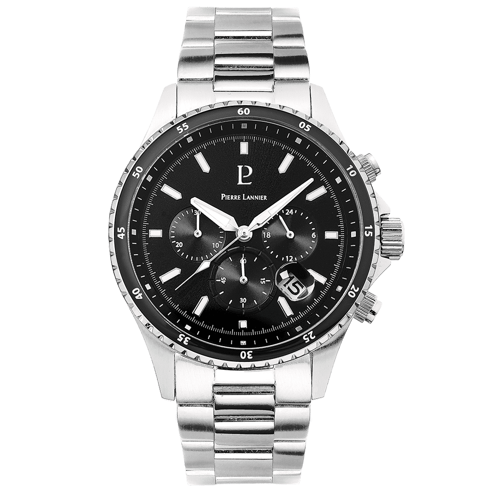 Men's Watch CRONOS Black Dial with Silver Strap - 226G131