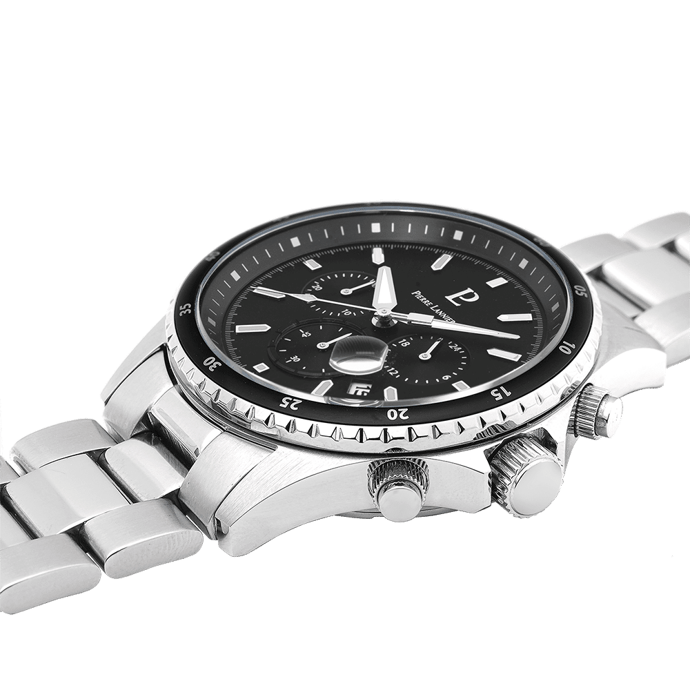 Men's Watch CRONOS Black Dial with Silver Strap - 226G131 - Image 2