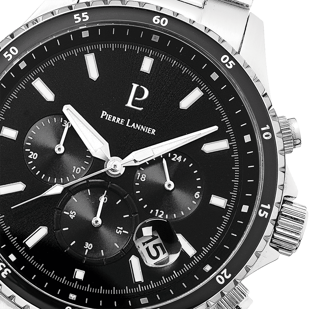 Men's Watch CRONOS Black Dial with Silver Strap - 226G131 - Image 3