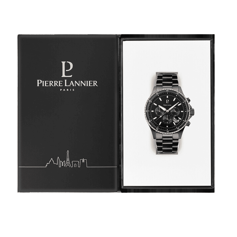Men's Watch CRONOS Black Dial with Black Steel Strap - 228J239 - Image 4