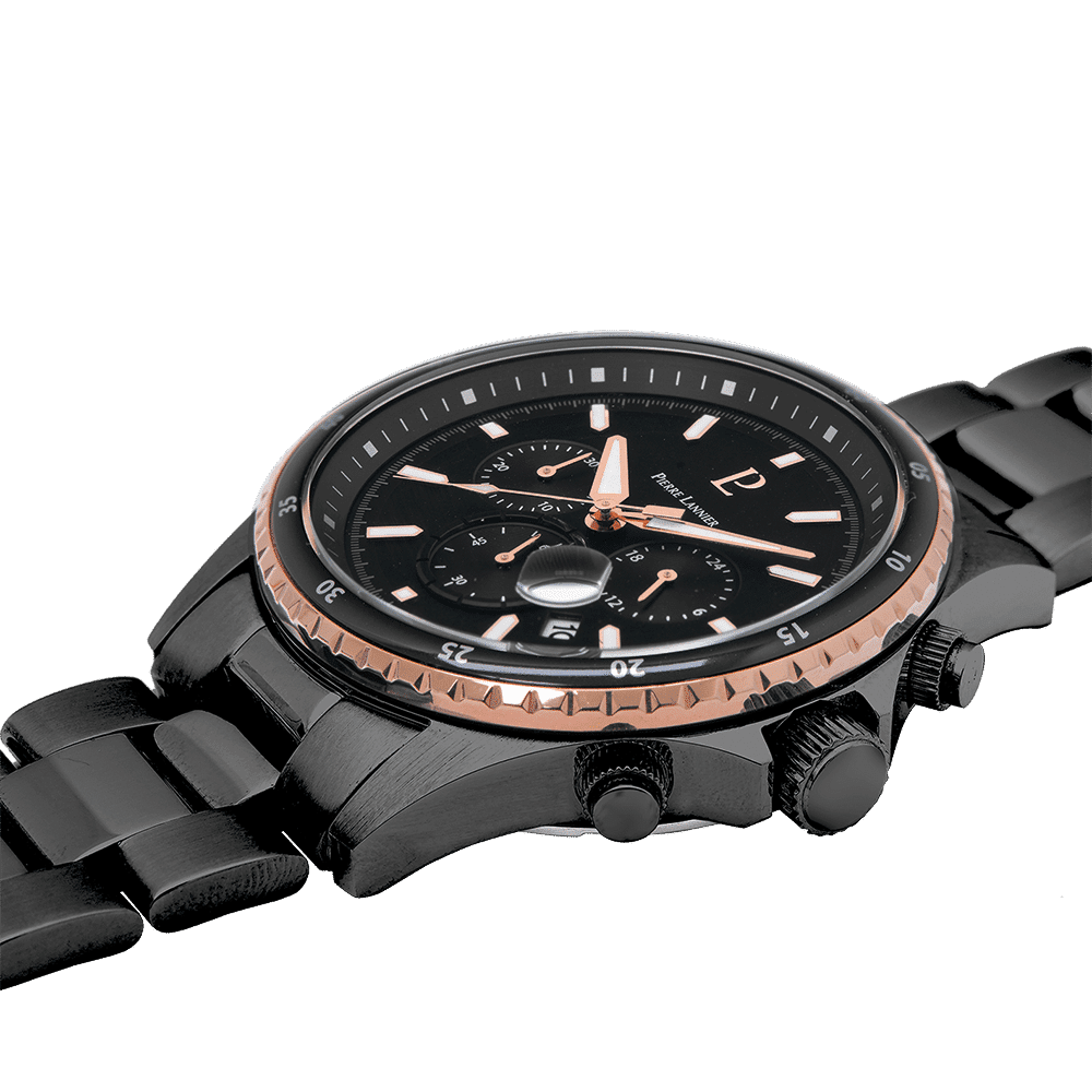 Men's Watch CRONOS Black Dial with Black Steel Strap - 228J239 - Image 3
