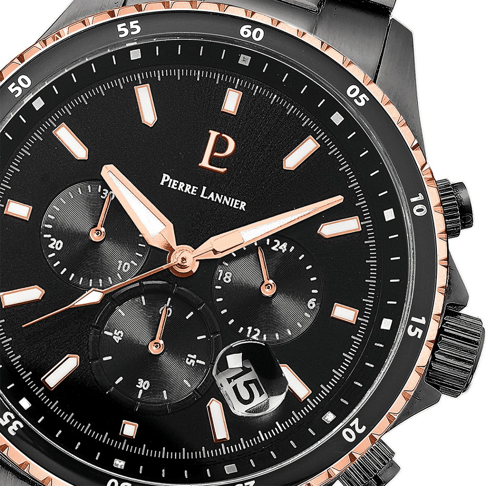 Men's Watch CRONOS Black Dial with Black Steel Strap - 228J239 - Image 2